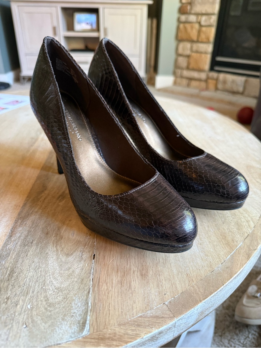Christian Siriano for Payless Brown Snakeskin Embossed Platform Pumps Size 9